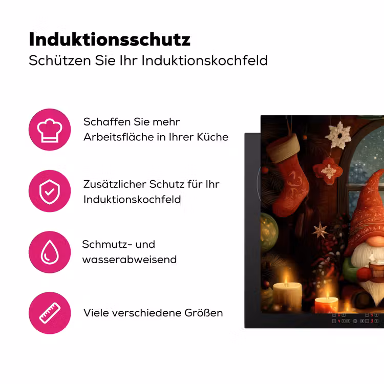 Gnooms - Kerst - Raam - Kleurrijk Inductie beschermer vinyl 3mm klein -zzzzzzz-lf-ups