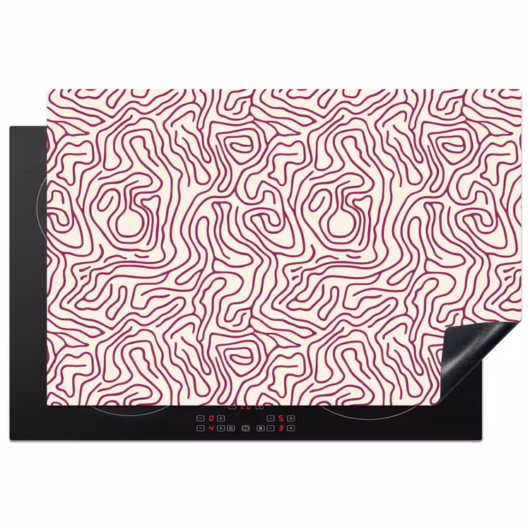 Kronkelende lijn - Magenta - Crème Inductie beschermer vinyl 3mm klein 276 -3d