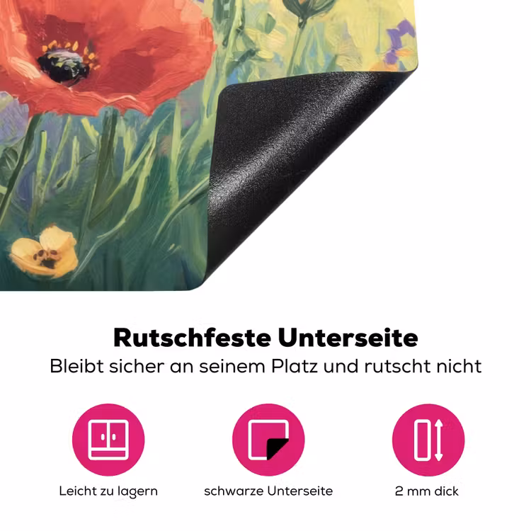 Weide - Bloemen - Kleurrijk Inductie beschermer vinyl 3mm klein -zzzzzzz-lf-onderkant