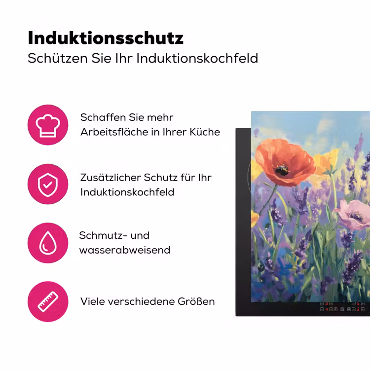 Weide - Bloemen - Kleurrijk Inductie beschermer vinyl 3mm klein -zzzzzzz-lf-ups