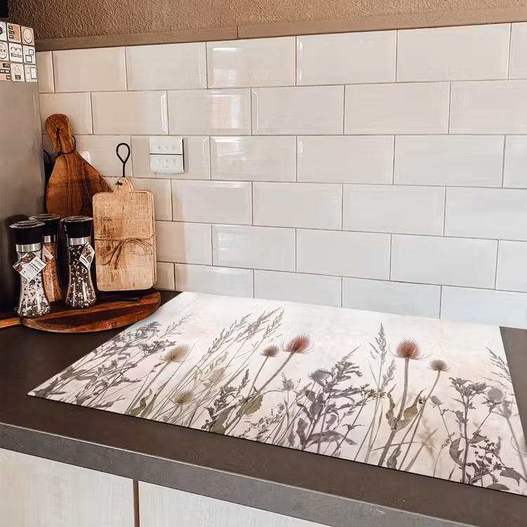 Weidebloemen - Design - Sepia Inductie beschermer vinyl 3mm klein -sfeer3
