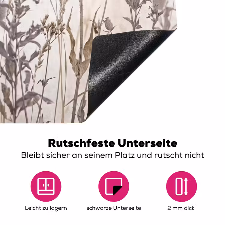 Weidebloemen - Design - Sepia Inductie beschermer vinyl 3mm klein -zzzzzzz-lf-onderkant