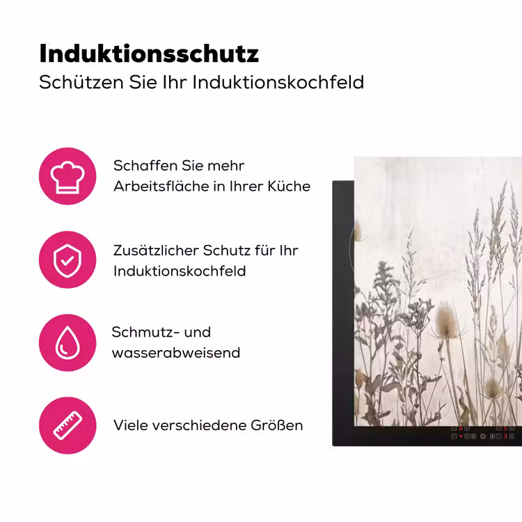 Weidebloemen - Design - Sepia Inductie beschermer vinyl 3mm klein -zzzzzzz-lf-ups