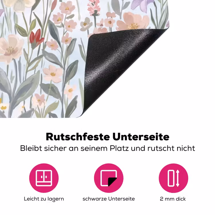 Weidebloemen - Illustratie - Kleurrijk Inductie beschermer vinyl 3mm klein -zzzzzzz-lf-onderkant
