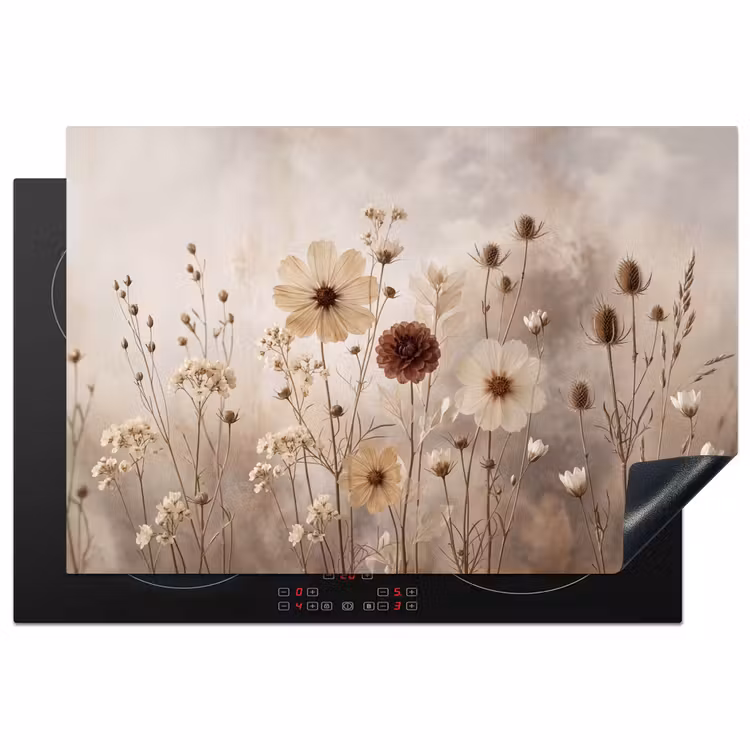 Wilde bloemen - Botanisch - Vintage - Natuur - Rustiek Inductie beschermer vinyl 3mm klein -3d