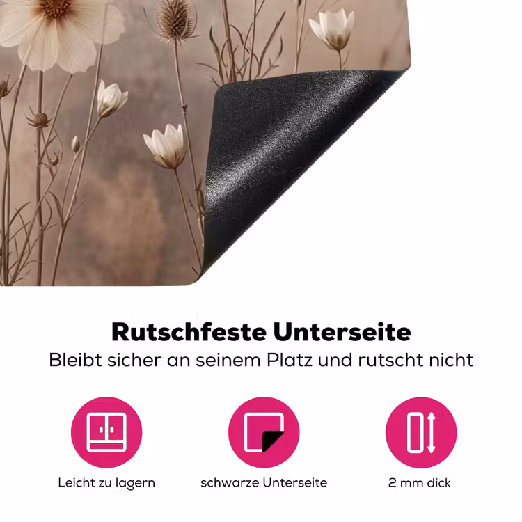 Wilde bloemen - Botanisch - Vintage - Natuur - Rustiek Inductie beschermer vinyl 3mm klein -zzzzzzz-lf-onderkant