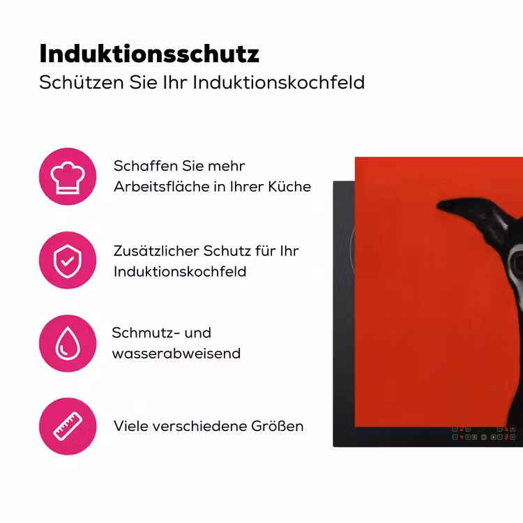 Windhond - Minimalistisch - Rood Inductie beschermer vinyl 3mm klein -zzzzzzz-lf-ups