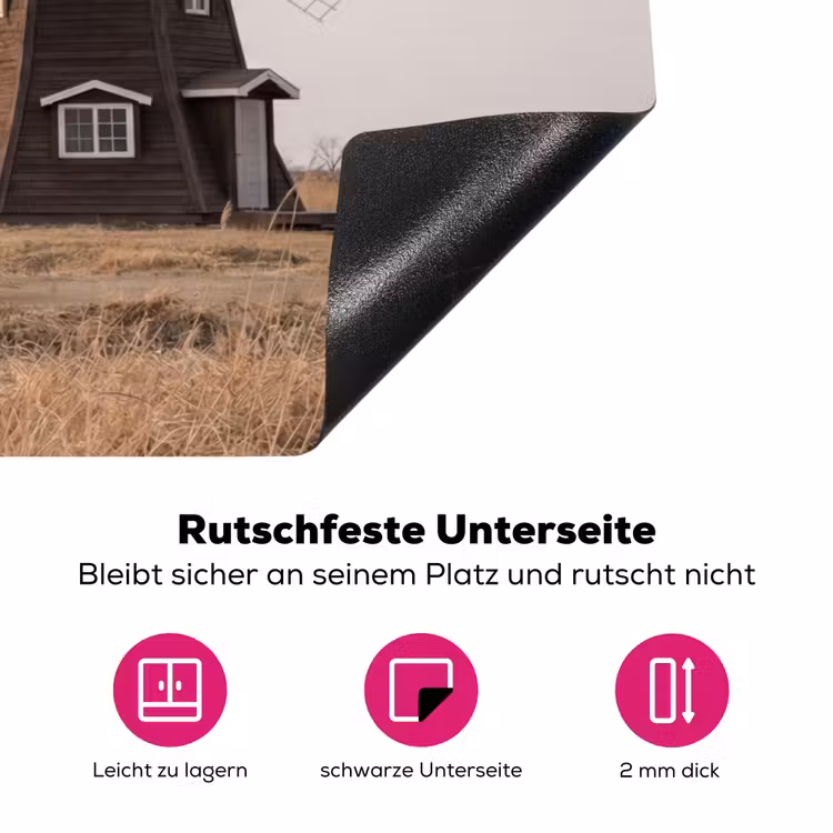 Windmolens - Landschap - Veld Inductie beschermer vinyl 3mm klein -zzzzzzz-lf-onderkant
