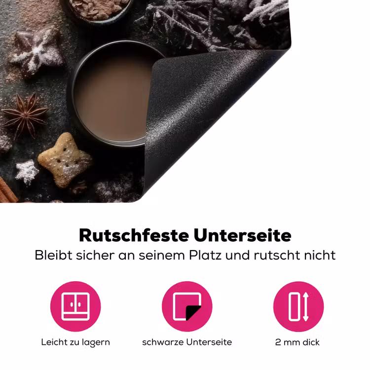 Winter - Kruiden - Sneeuw - Chocolade Inductie beschermer vinyl 3mm klein -zzzzzzz-lf-onderkant