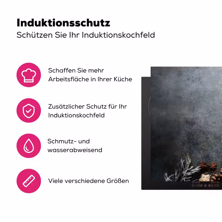 Winter - Kruiden - Sneeuw - Chocolade Inductie beschermer vinyl 3mm klein -zzzzzzz-lf-ups