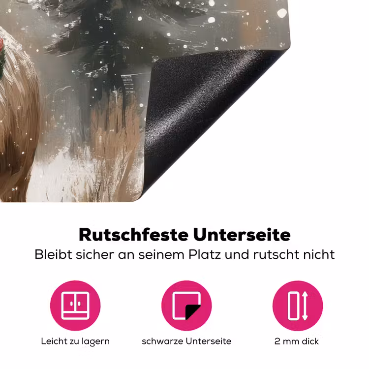 Winter - Bos - Rendier - Donker Inductie beschermer vinyl 3mm klein -zzzzzzz-lf-onderkant