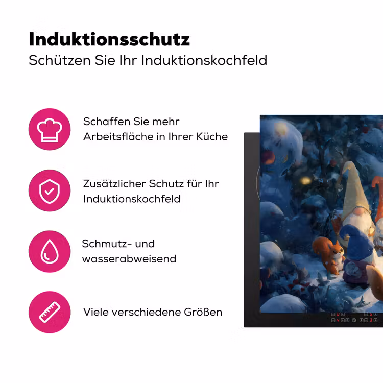 Winter - Gnooms - Eekhoorns - Meerkleurig Inductie beschermer vinyl 3mm klein -zzzzzzz-lf-ups