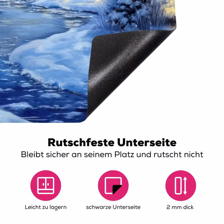Winteravond - Kerstdorp - Donker Inductie beschermer vinyl 3mm klein -zzzzzzz-lf-onderkant