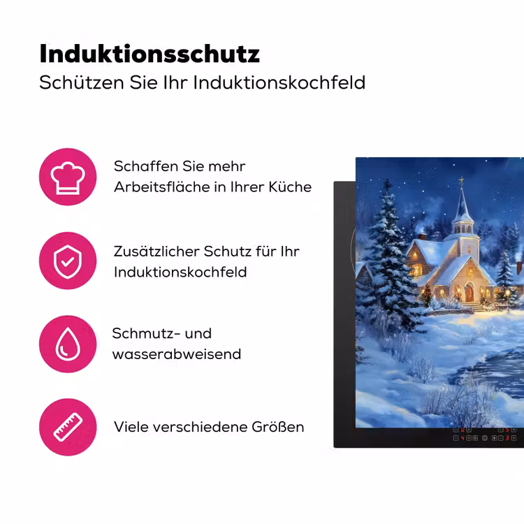 Winteravond - Kerstdorp - Donker Inductie beschermer vinyl 3mm klein -zzzzzzz-lf-ups