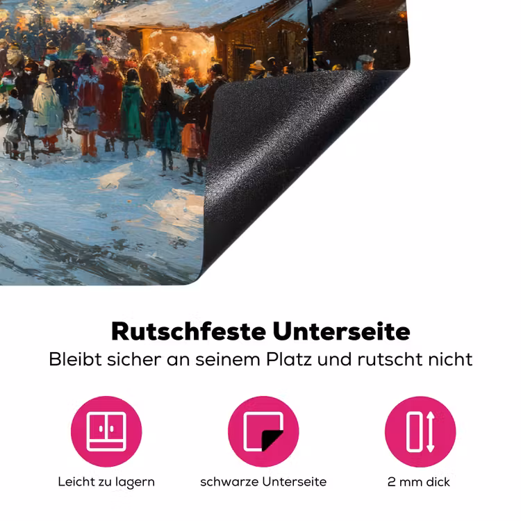 Winterkermis - Dorp - Kleurrijk Inductie beschermer vinyl 3mm klein -zzzzzzz-lf-onderkant