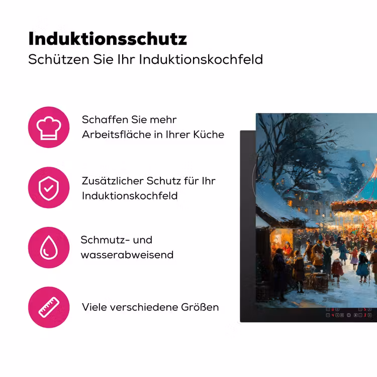 Winterkermis - Dorp - Kleurrijk Inductie beschermer vinyl 3mm klein -zzzzzzz-lf-ups