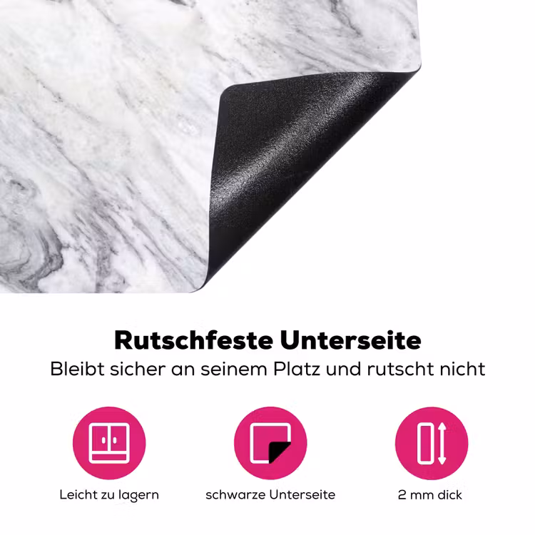 Wervelende - Grijsstructuur - Marmer - Wit Inductie beschermer vinyl 3mm klein 276 -zzzzzzz-lf-onderkant