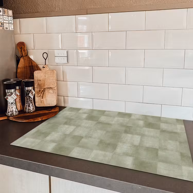Vlakken - Rustiek - Groen Inductie beschermer vinyl 3mm klein 276 -sfeer3