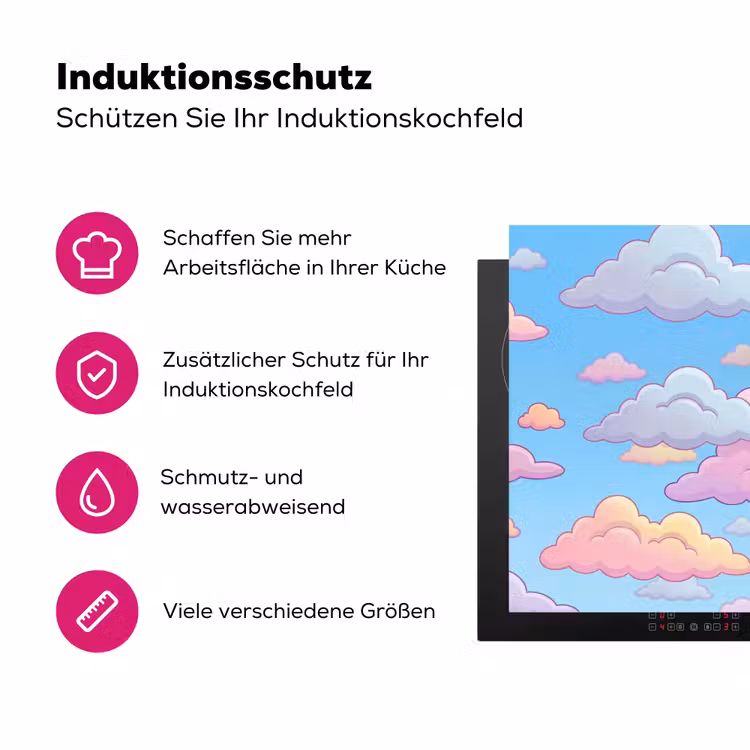 Wolk - Lucht - Natuur - Illustratie - Pastel Inductie beschermer vinyl 3mm klein -zzzzzzz-lf-ups