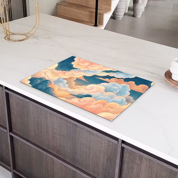 Wolk - Lucht - Natuur - Illustratief - Oranje Inductie beschermer vinyl 3mm klein -sfeer8