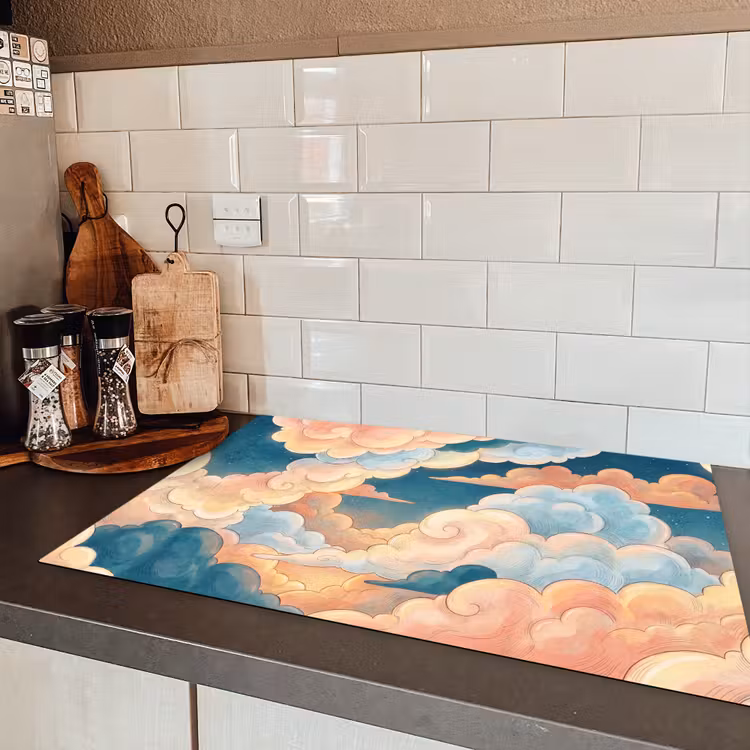 Wolk - Lucht - Natuur - Illustratief - Oranje Inductie beschermer vinyl 3mm klein -sfeer3