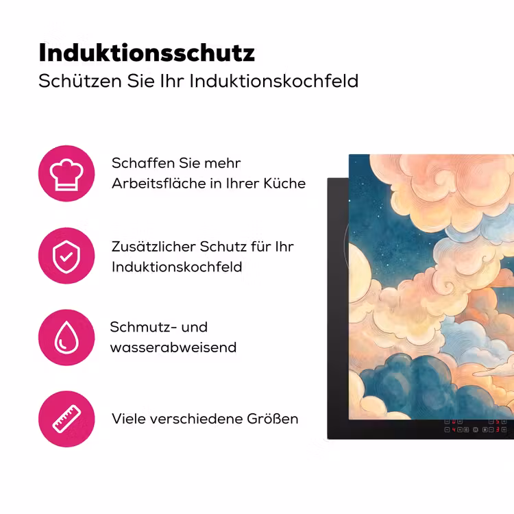 Wolk - Lucht - Natuur - Illustratief - Oranje Inductie beschermer vinyl 3mm klein -zzzzzzz-lf-ups