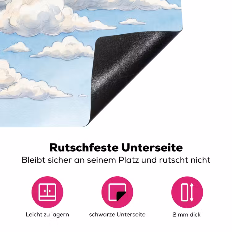 Wolken - Blauwe lucht - Natuur - Modern - Wit Inductie beschermer vinyl 3mm klein -zzzzzzz-lf-onderkant
