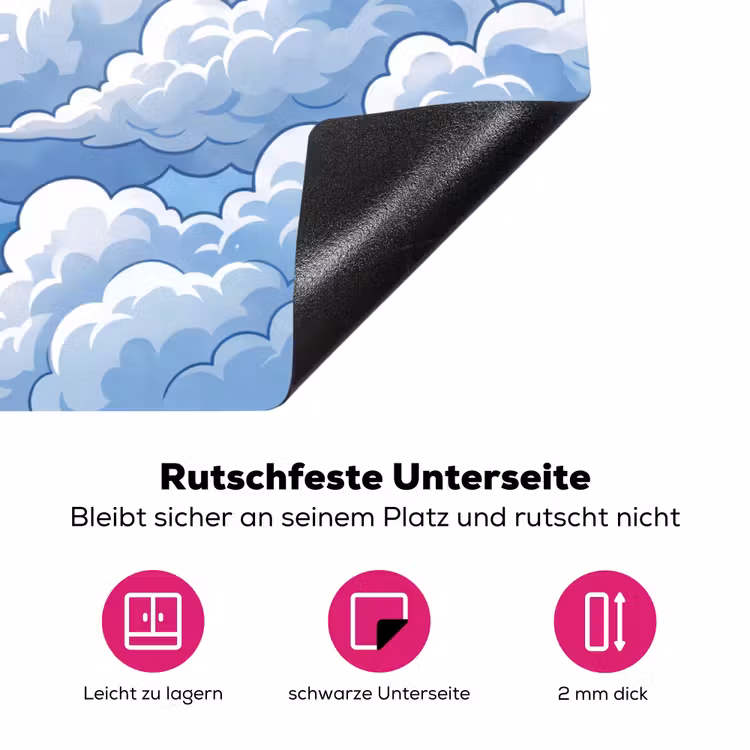 Wolken - Hemel - Abstract - Wit Inductie beschermer vinyl 3mm klein -zzzzzzz-lf-onderkant