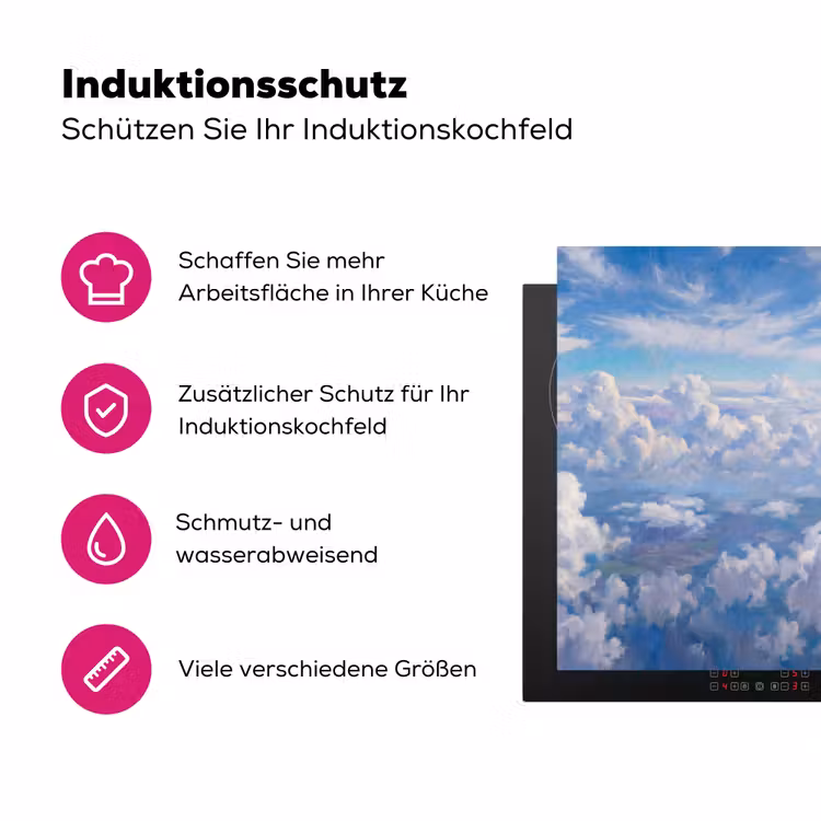 Wolken - Lucht - Natuur - Abstract - Blauw Inductie beschermer vinyl 3mm klein -zzzzzzz-lf-ups