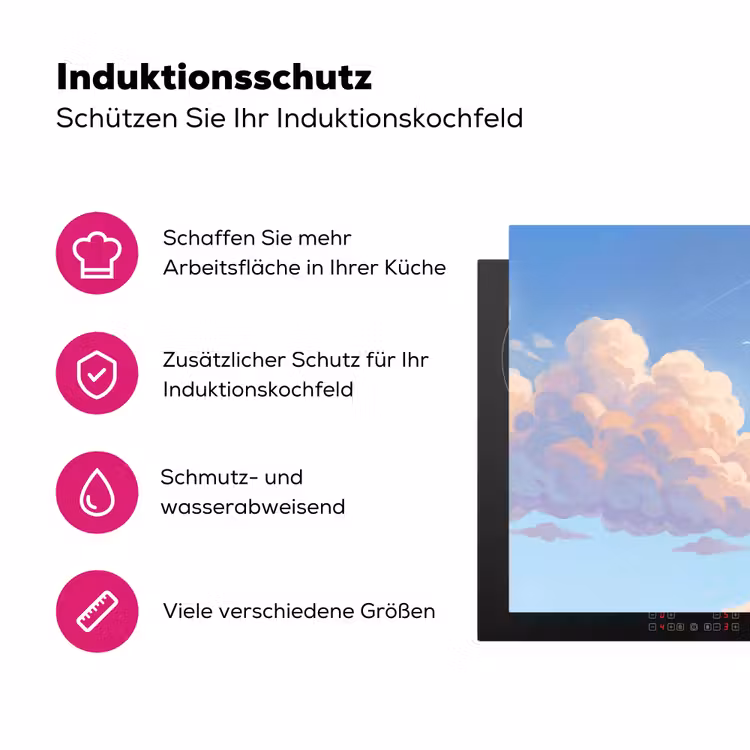 Wolken - Lucht - Natuur - Blauw Inductie beschermer vinyl 3mm klein -zzzzzzz-lf-ups