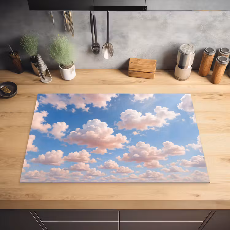 Wolken - Hemel - Natuur - Licht - Blauw Inductie beschermer vinyl 3mm klein -sfeer5