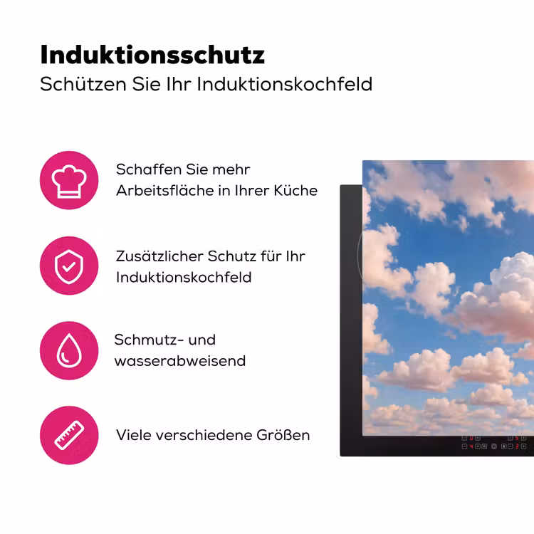 Wolken - Hemel - Natuur - Licht - Blauw Inductie beschermer vinyl 3mm klein -zzzzzzz-lf-ups