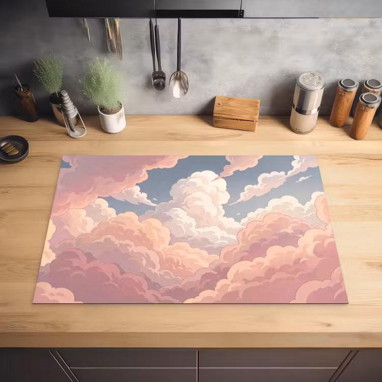Wolken - Lucht - Natuur - Pastel - Roze Inductie beschermer vinyl 3mm klein -sfeer5