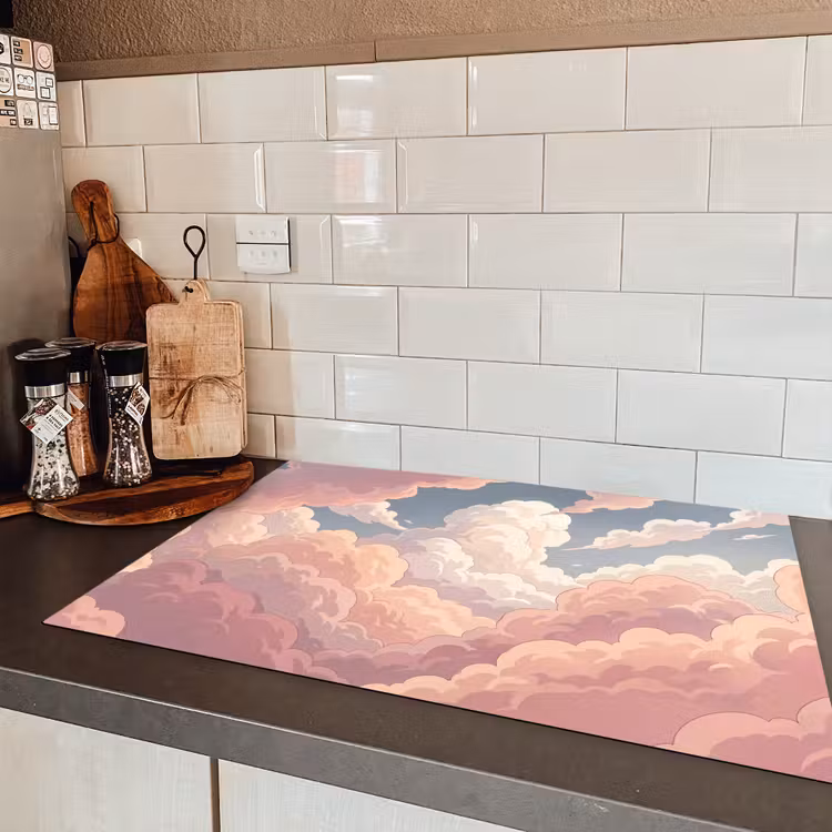 Wolken - Lucht - Natuur - Pastel - Roze Inductie beschermer vinyl 3mm klein -sfeer3