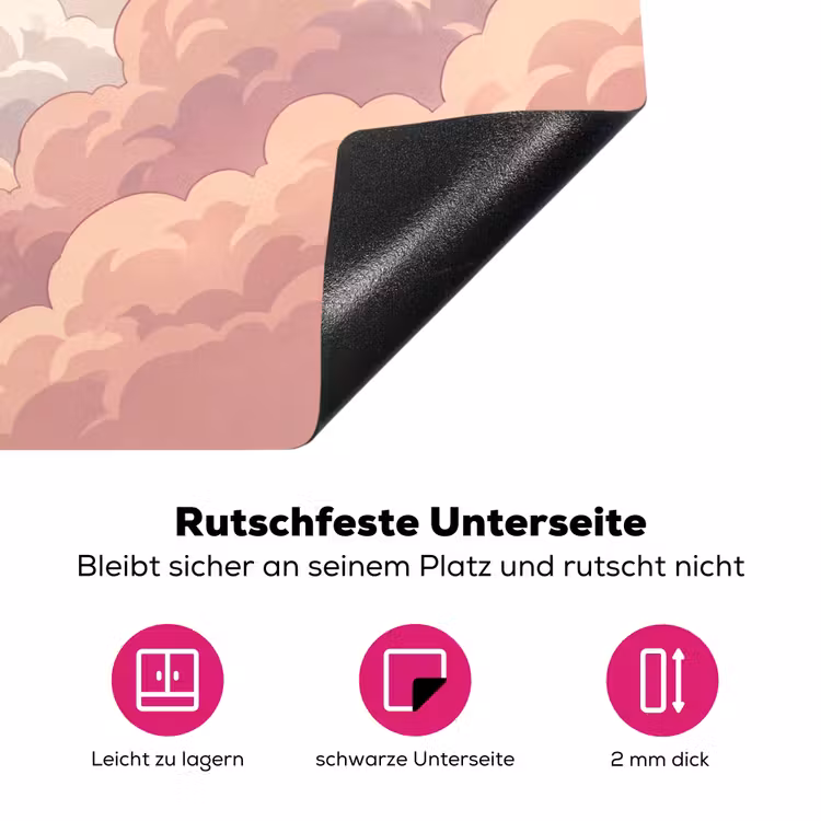 Wolken - Lucht - Natuur - Pastel - Roze Inductie beschermer vinyl 3mm klein -zzzzzzz-lf-onderkant