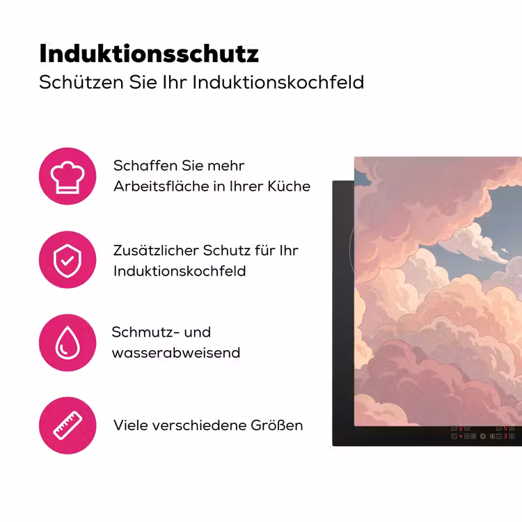 Wolken - Lucht - Natuur - Pastel - Roze Inductie beschermer vinyl 3mm klein -zzzzzzz-lf-ups