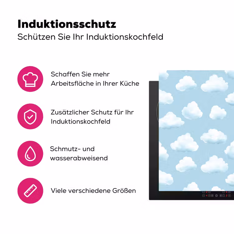 Wolken - Illustratie - Blauw Inductie beschermer vinyl 3mm klein 276 -zzzzzzz-lf-ups