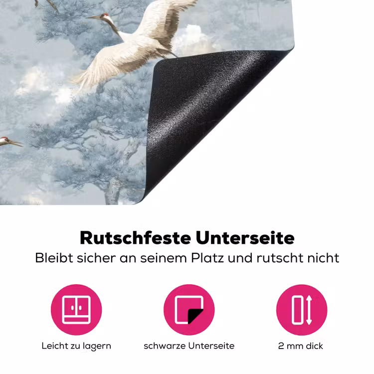 Wolken - Kraanvogels - Blauw Inductie beschermer vinyl 3mm klein 276 -zzzzzzz-lf-onderkant