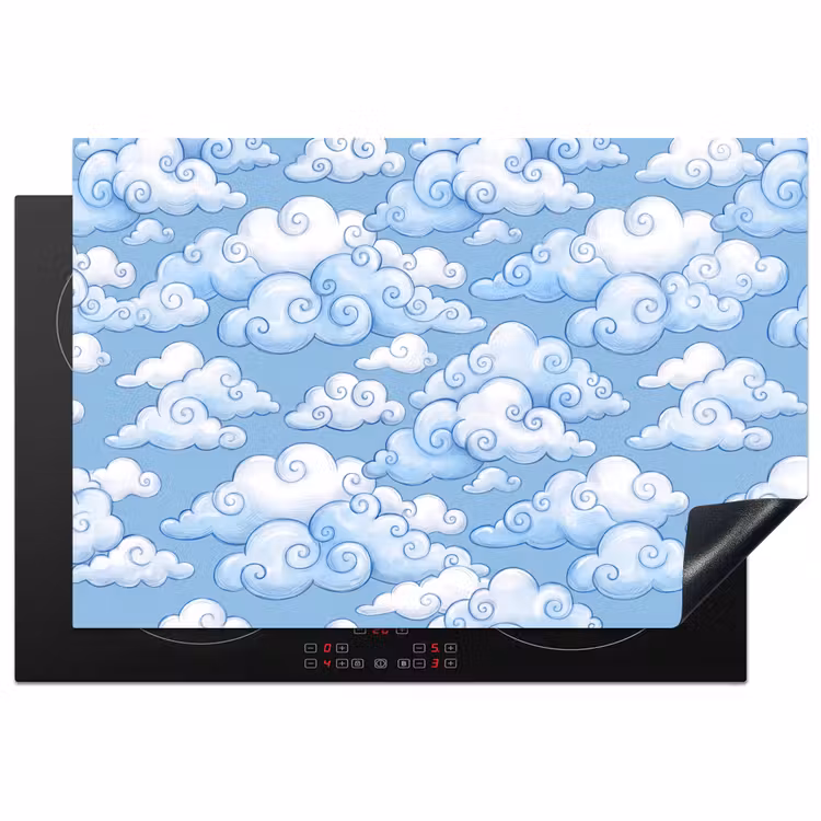 Wolken - Patroon - Hemel - Illustratie - Wit Inductie beschermer vinyl 3mm klein -3d