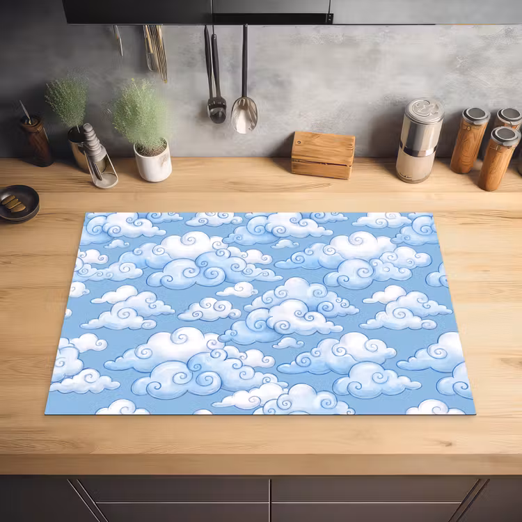 Wolken - Patroon - Hemel - Illustratie - Wit Inductie beschermer vinyl 3mm klein -sfeer5