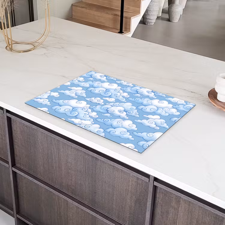 Wolken - Patroon - Hemel - Illustratie - Wit Inductie beschermer vinyl 3mm klein -sfeer8