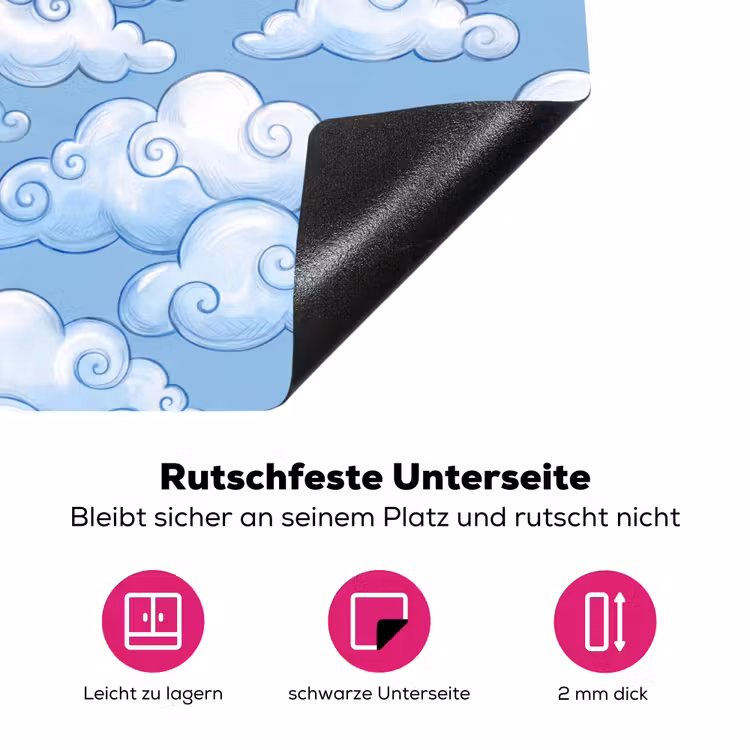 Wolken - Patroon - Hemel - Illustratie - Wit Inductie beschermer vinyl 3mm klein -zzzzzzz-lf-onderkant