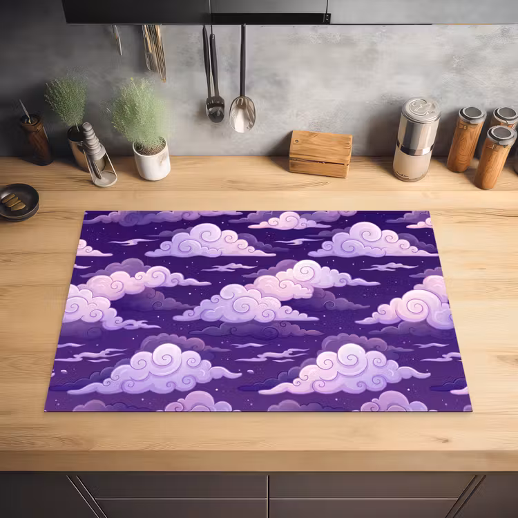 Wolken - Nacht - Natuur - Abstract - Paars Inductie beschermer vinyl 3mm klein -sfeer5