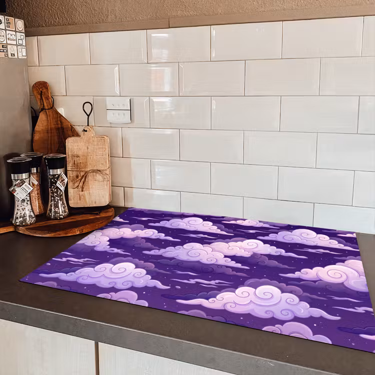 Wolken - Nacht - Natuur - Abstract - Paars Inductie beschermer vinyl 3mm klein -sfeer3