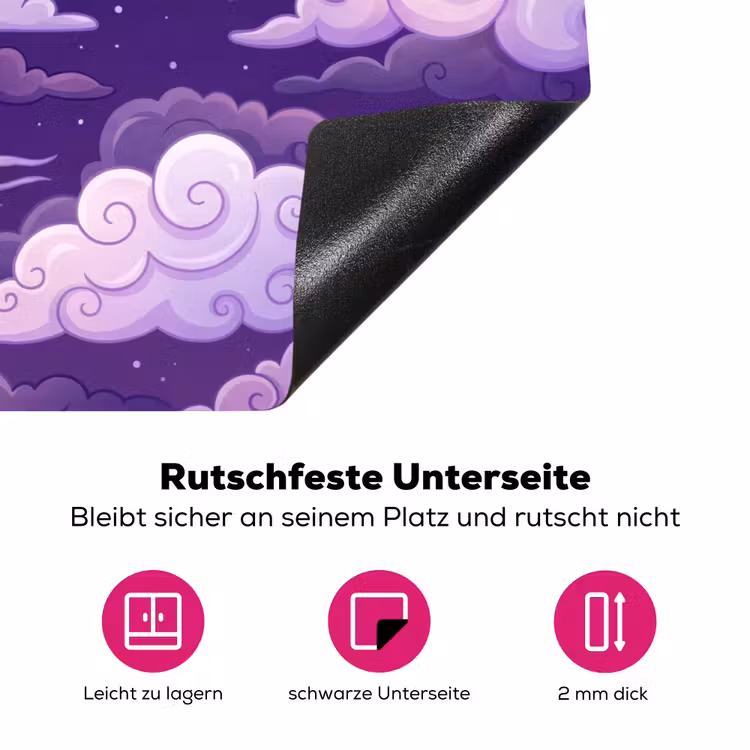 Wolken - Nacht - Natuur - Abstract - Paars Inductie beschermer vinyl 3mm klein -zzzzzzz-lf-onderkant