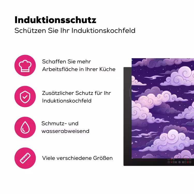 Wolken - Nacht - Natuur - Abstract - Paars Inductie beschermer vinyl 3mm klein -zzzzzzz-lf-ups