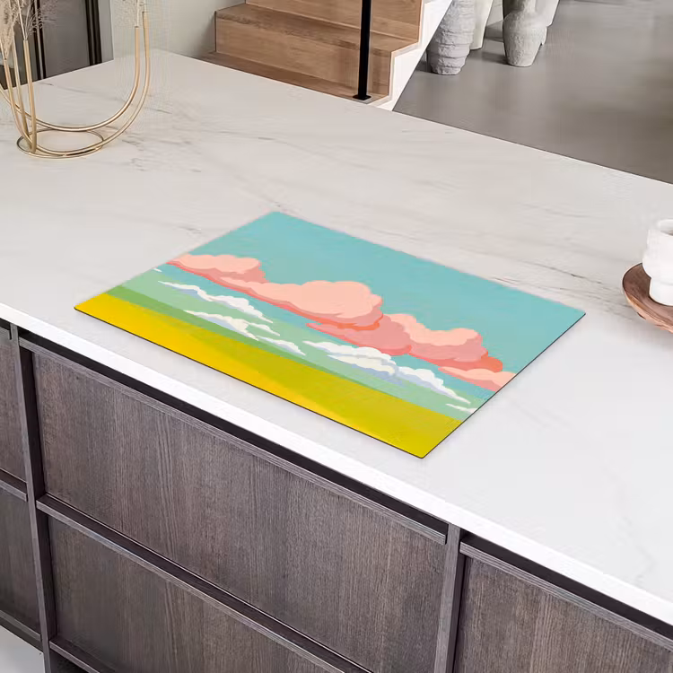 Wolken - Roze - Natuur - Modern - Pastel Inductie beschermer vinyl 3mm klein -sfeer8