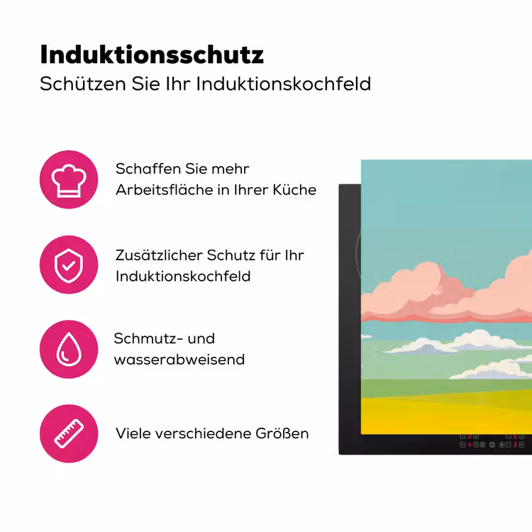 Wolken - Roze - Natuur - Modern - Pastel Inductie beschermer vinyl 3mm klein -zzzzzzz-lf-ups