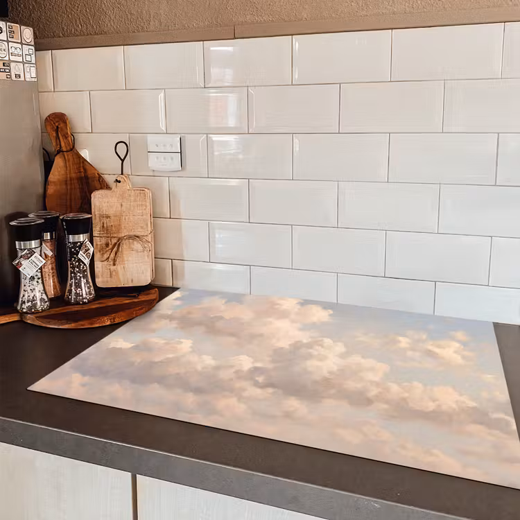 Wolken - Zacht - Natuur - Klassiek - Beige Inductie beschermer vinyl 3mm klein -sfeer3