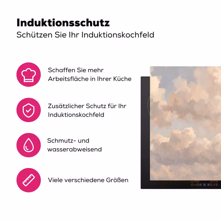 Wolken - Zacht - Natuur - Klassiek - Beige Inductie beschermer vinyl 3mm klein -zzzzzzz-lf-ups